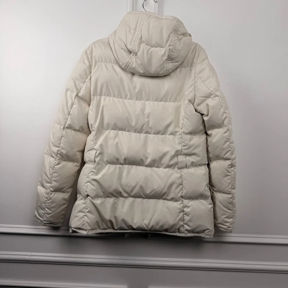 Lauren Ralph Lauren Womens Cream Down Feather Puffer Jacket Hooded Coat‎ Medium